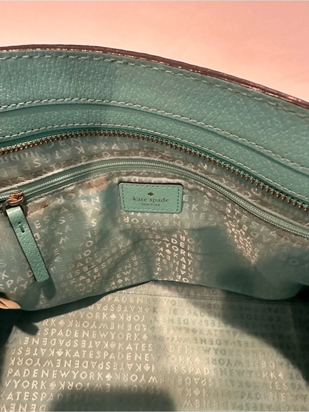 kate spade Turquoise Leather Satchel with Gold Hardware - Picture 4 of 6